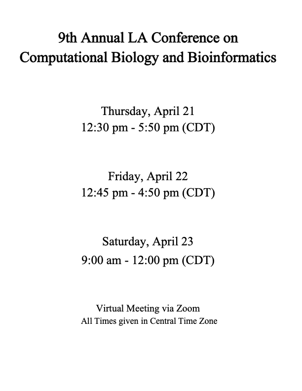 2022 9th Annual Louisiana Conference on Computational Biology and Bioinformatics Program